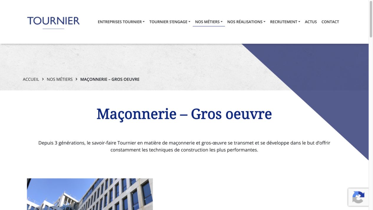 Capture du site de Tournier Bâtiment