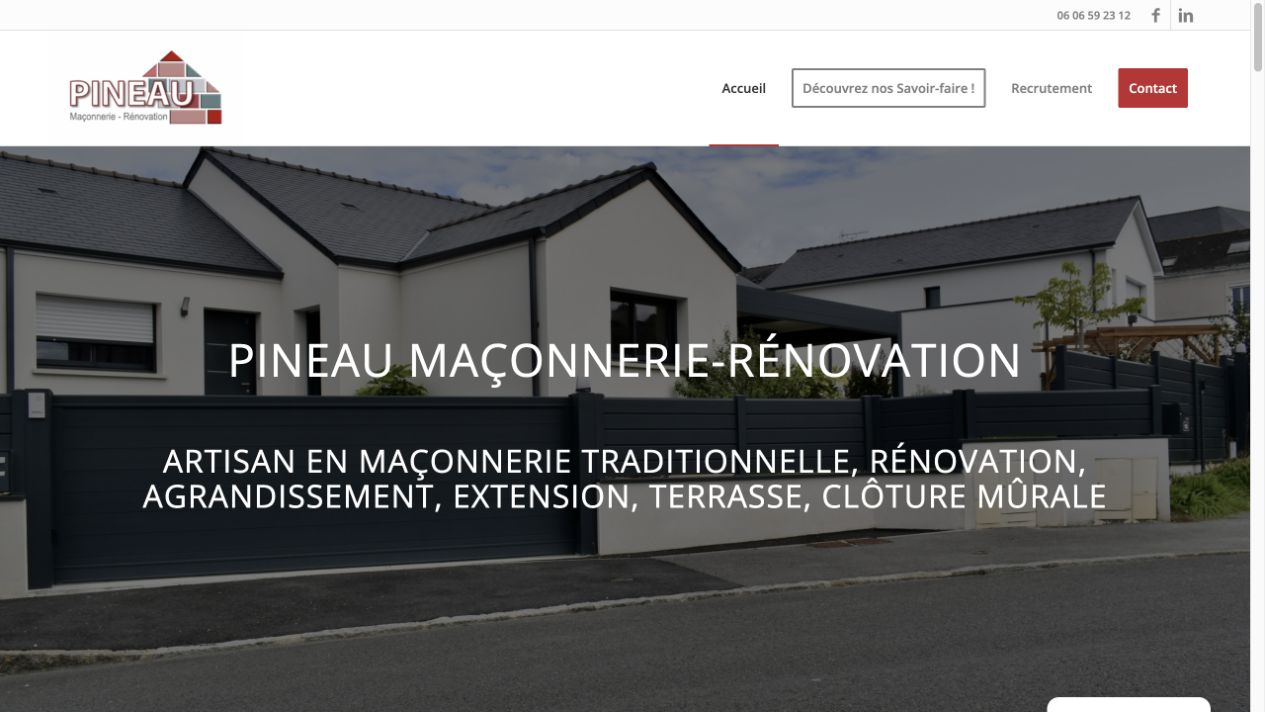 Capture du site de Pineau Maçonnerie Rénovation