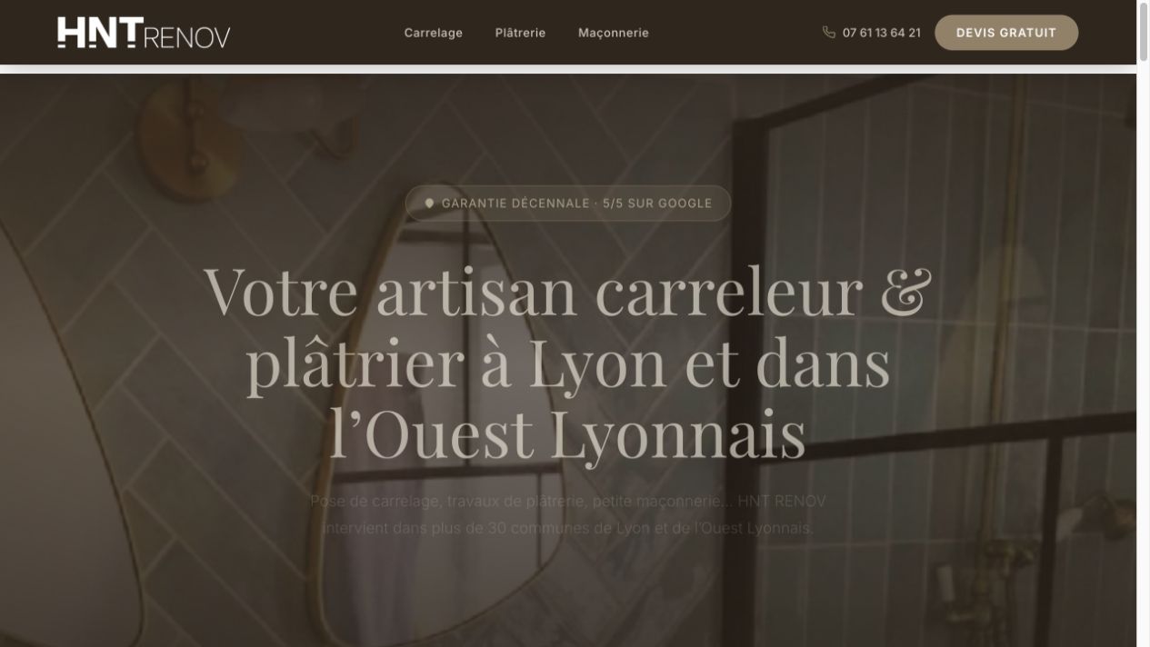 Capture du site de HNT Renov – Hervé Ngoma